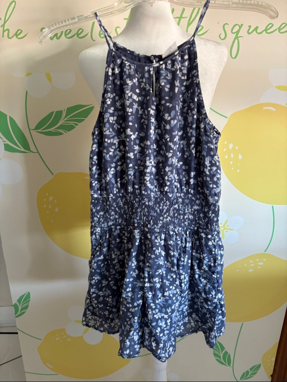 abercrombie kids Navy Blue Floral Halter Romper